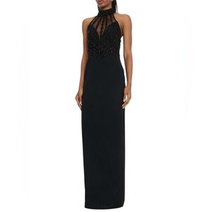 Pamella Roland
Women’s Embroidered Crepe Halter Illusion Gown